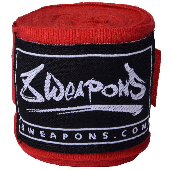 8 WEAPONS Boxbandagen, halbelastisch, 3.5 m, rot