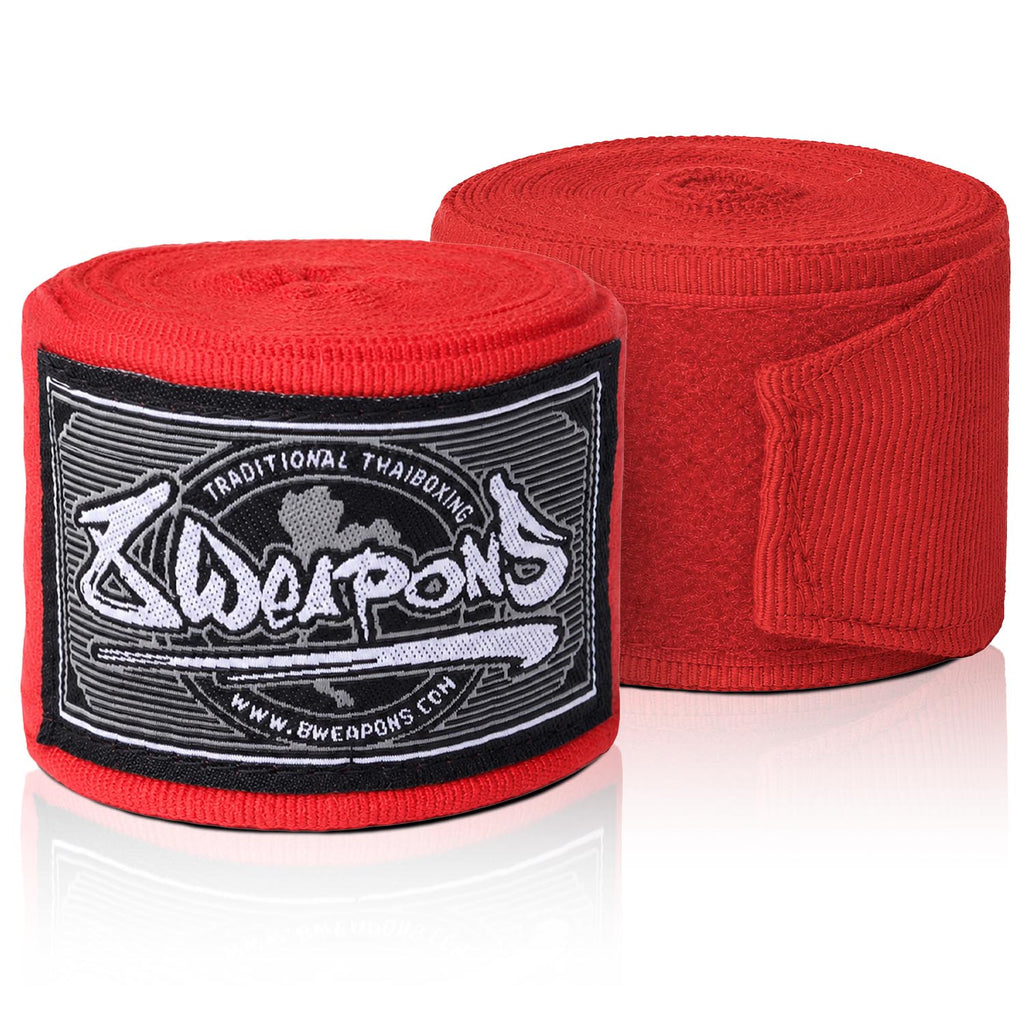 8 WEAPONS Boxbandagen, halbelastisch, 5 m, rot