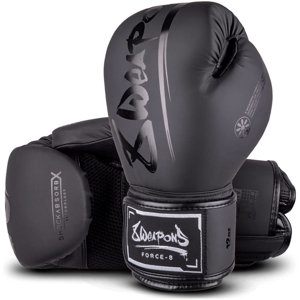 8 WEAPONS Boxhandschuhe, Force 8, schwarz-matt