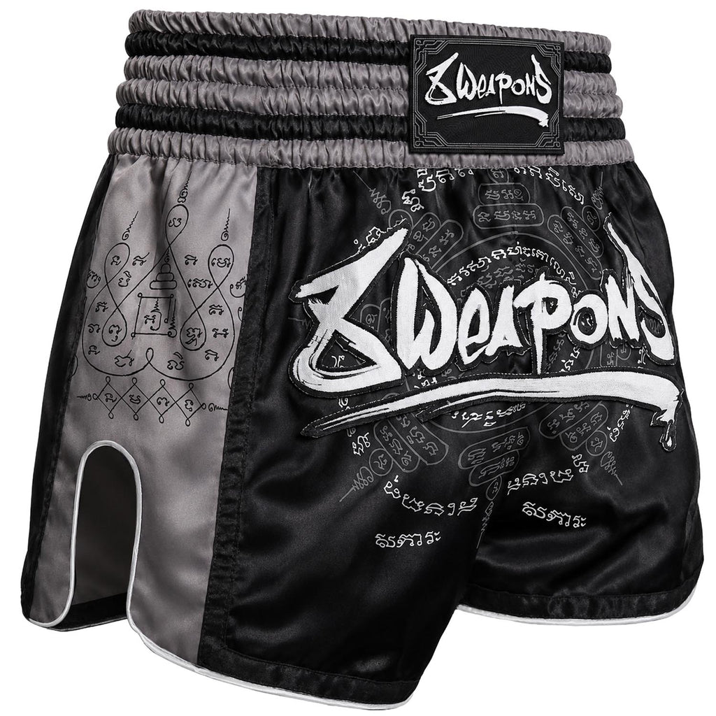 8 WEAPONS Muay Thai Shorts, 8 Ways Yant 2.0, schwarz-matt