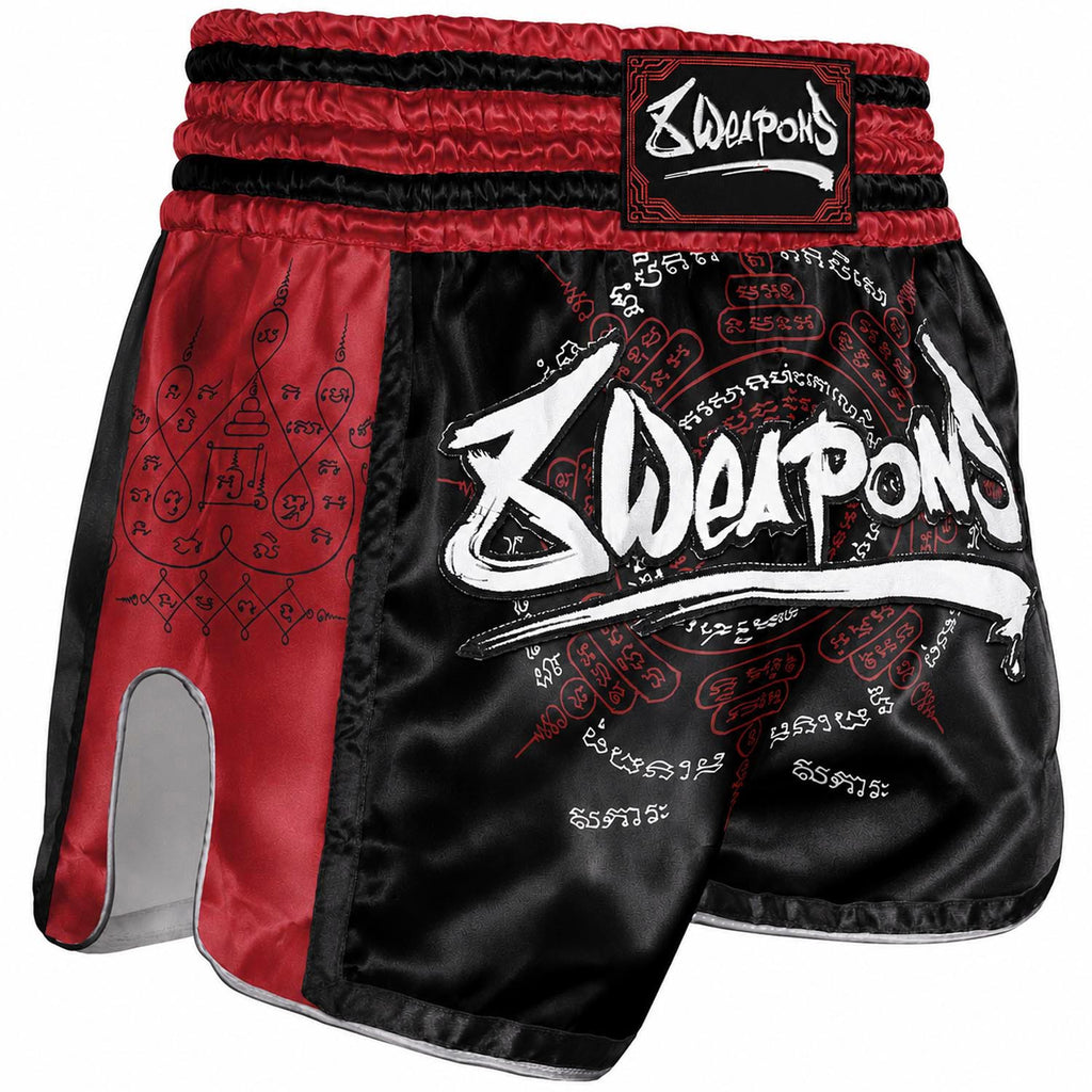 8 WEAPONS Muay Thai Shorts, 8 Ways Yant 2.0, schwarz-bordeaux