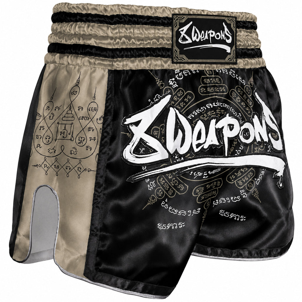 8 WEAPONS Muay Thai Shorts, 8 Ways Yant 2.0, schwarz-sand