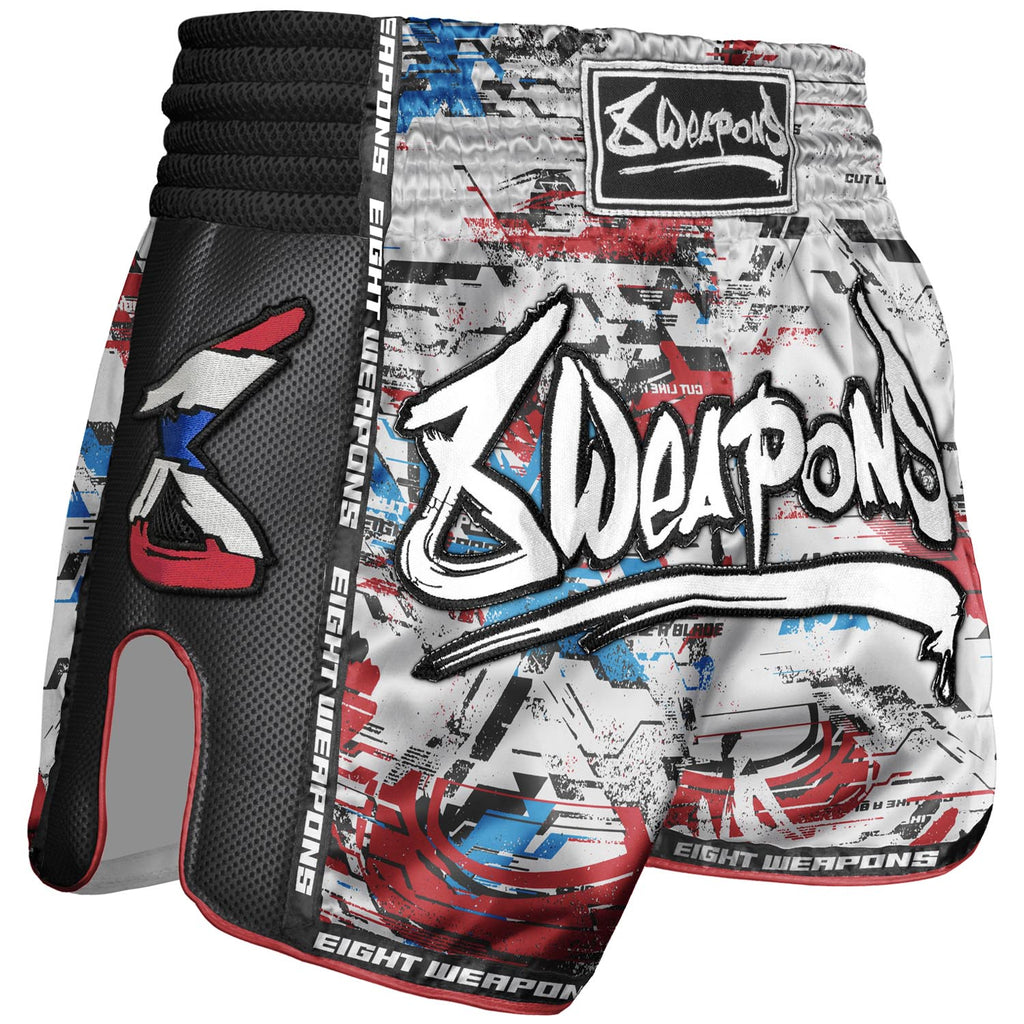8 WEAPONS Muay Thai Shorts, Cut like a Blade 2.0, weiß