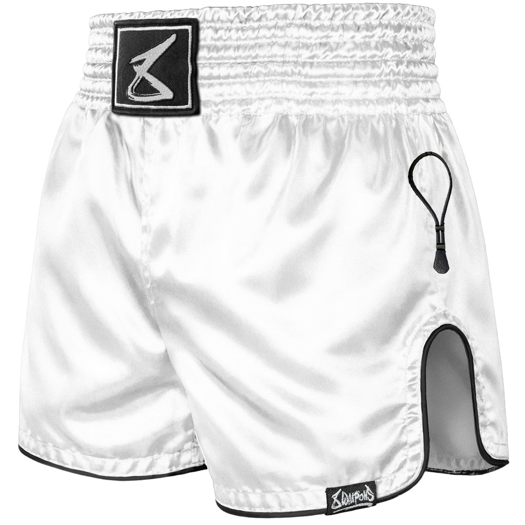 8 WEAPONS Muay Thai Shorts, Mongkol, weiß-schwarz