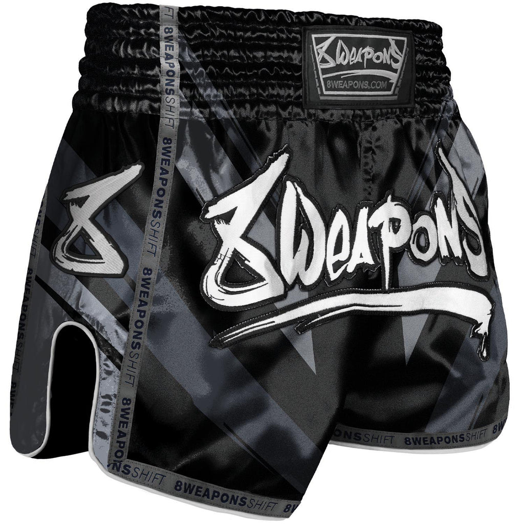 8 WEAPONS Muay Thai Shorts, Shift, schwarz-matt