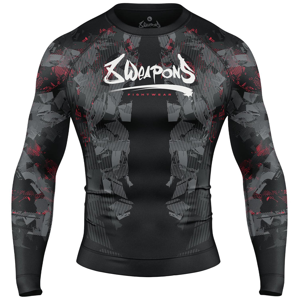 8 WEAPONS Rashguard, L/S, Hit 2.0, schwarz-rot