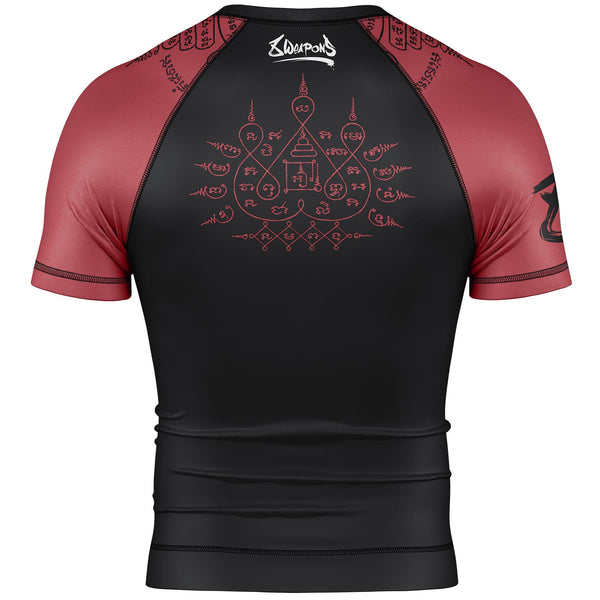 8 WEAPONS Rashguard, S/S, 8 Ways Yant 2.0, schwarz-bordeaux
