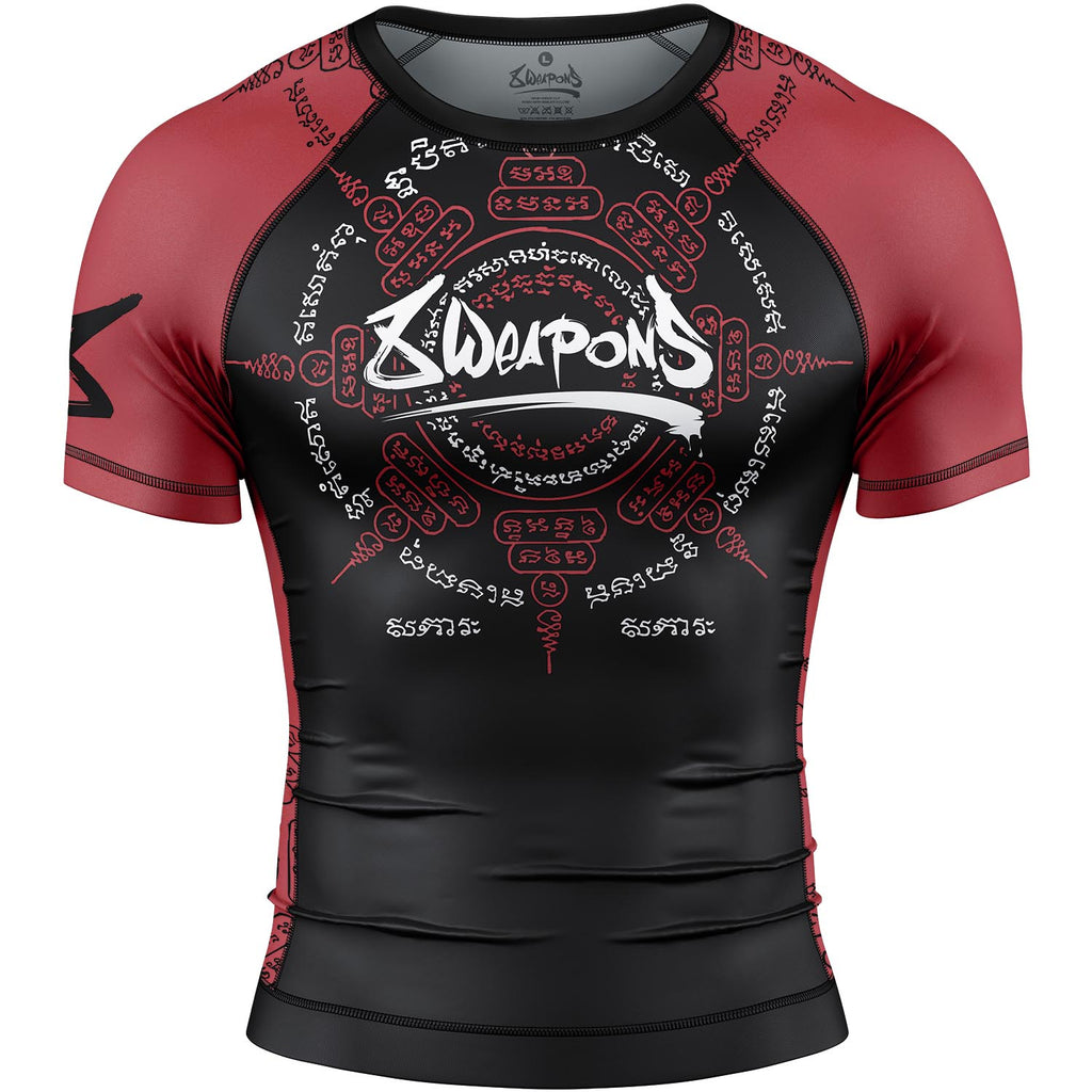 8 WEAPONS Rashguard, S/S, 8 Ways Yant 2.0, schwarz-bordeaux