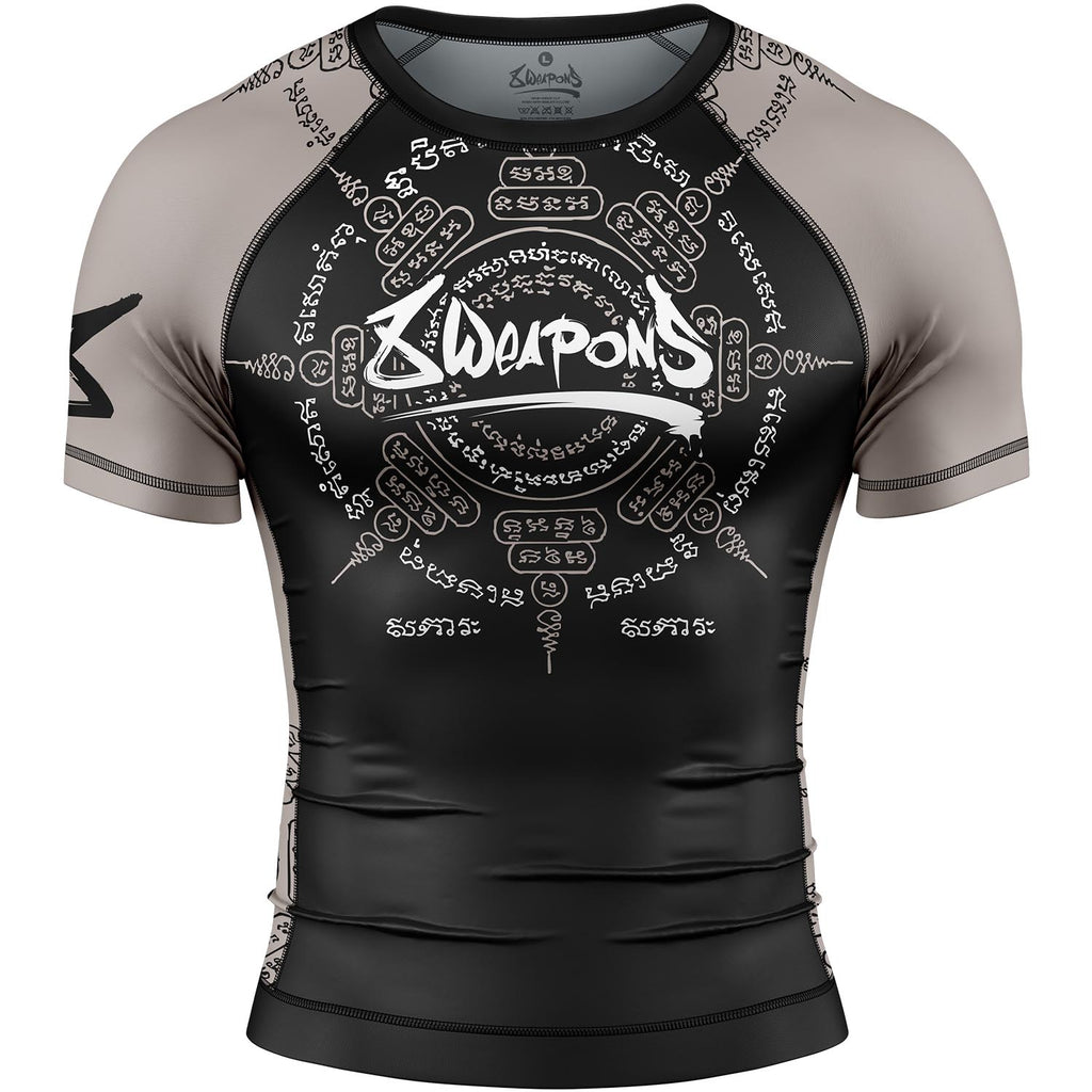 8 WEAPONS Rashguard, S/S, 8 Ways Yant 2.0, schwarz-sand