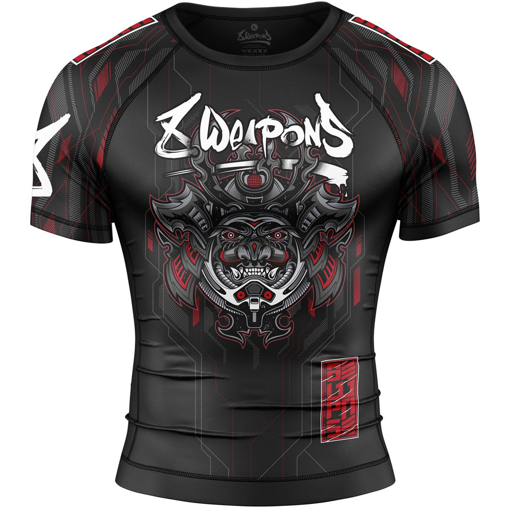 8 WEAPONS Rashguard, S/S, Samurai 2.0, schwarz-rot