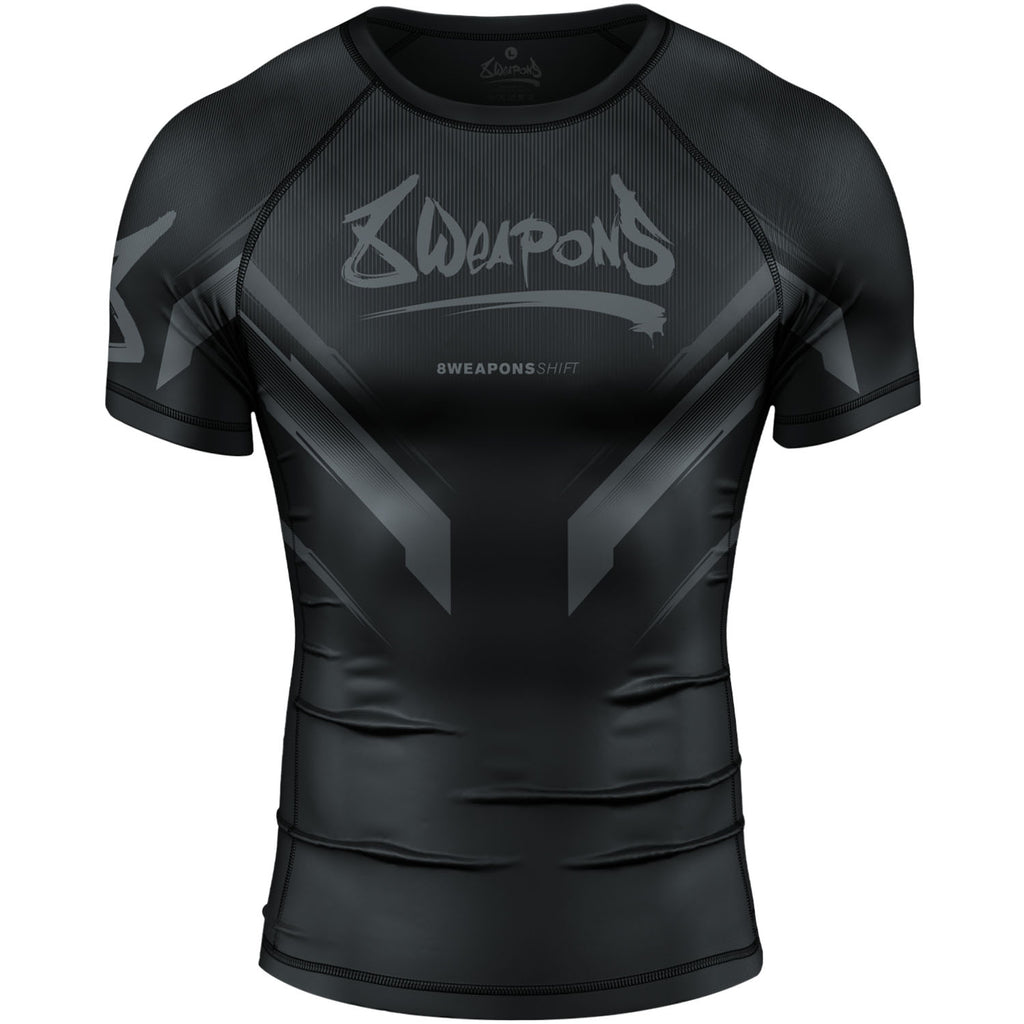 8 WEAPONS Rashguard, S/S, Shift, schwarz-matt