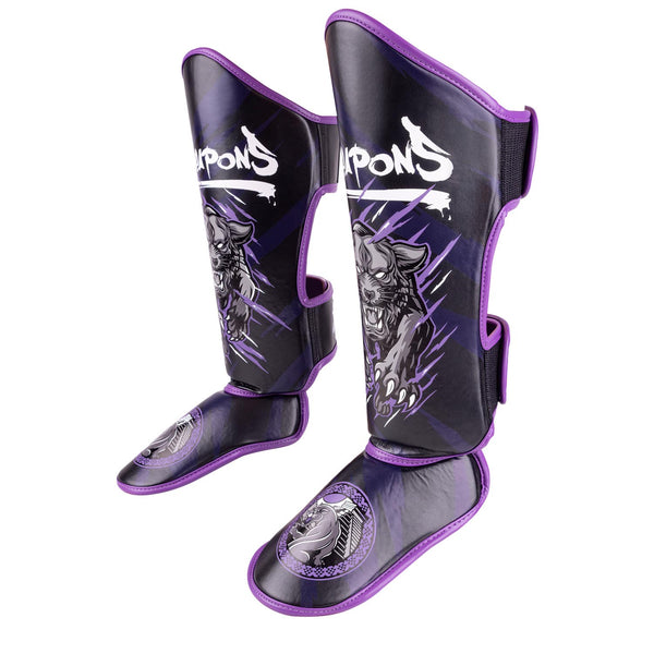 8 WEAPONS Schienbeinschoner, Kinder, Beastial Panther, schwarz-lila