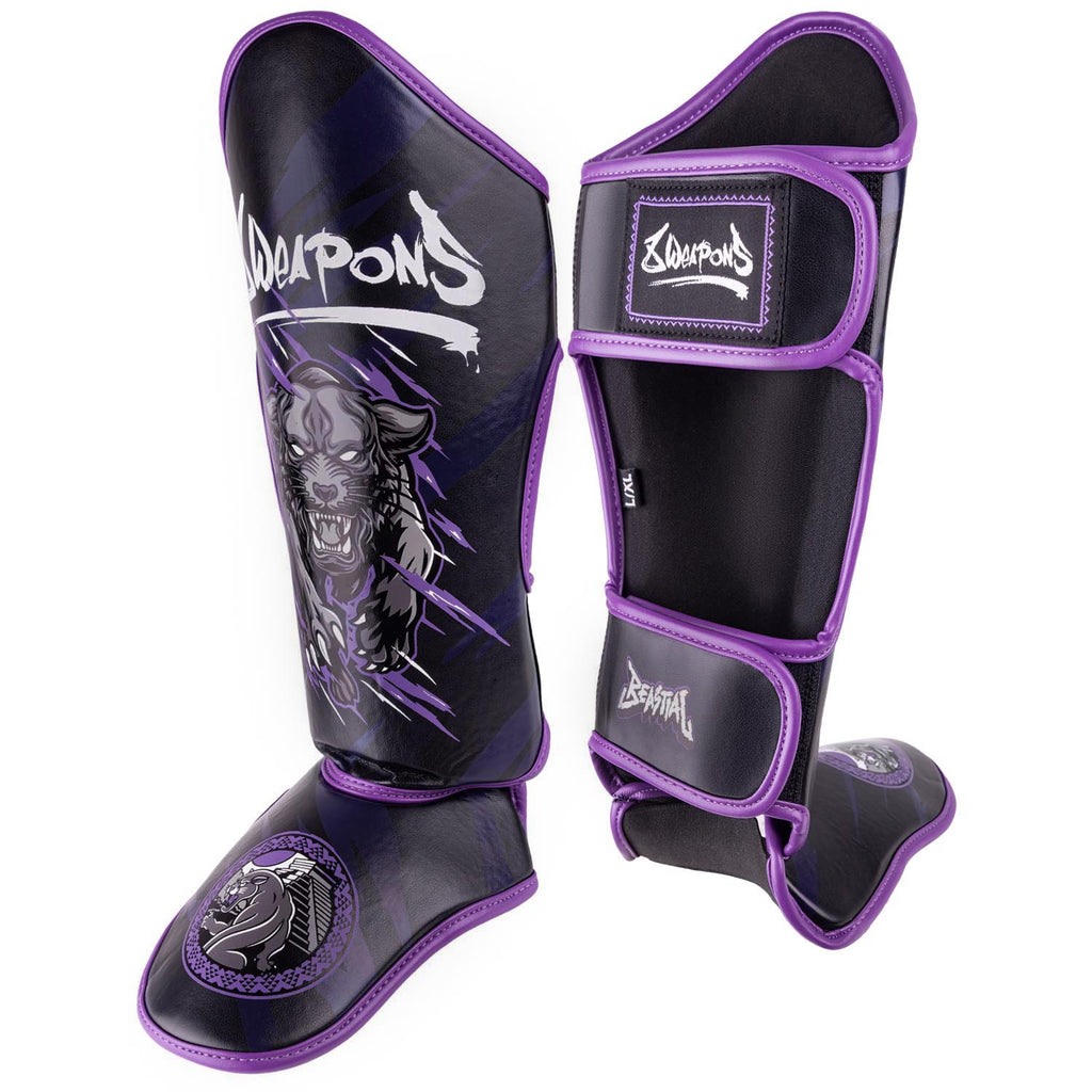 8 WEAPONS Schienbeinschoner, Kinder, Beastial Panther, schwarz-lila