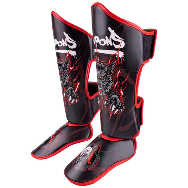 8 WEAPONS Schienbeinschoner, Kinder, Beastial Wolf, schwarz-rot