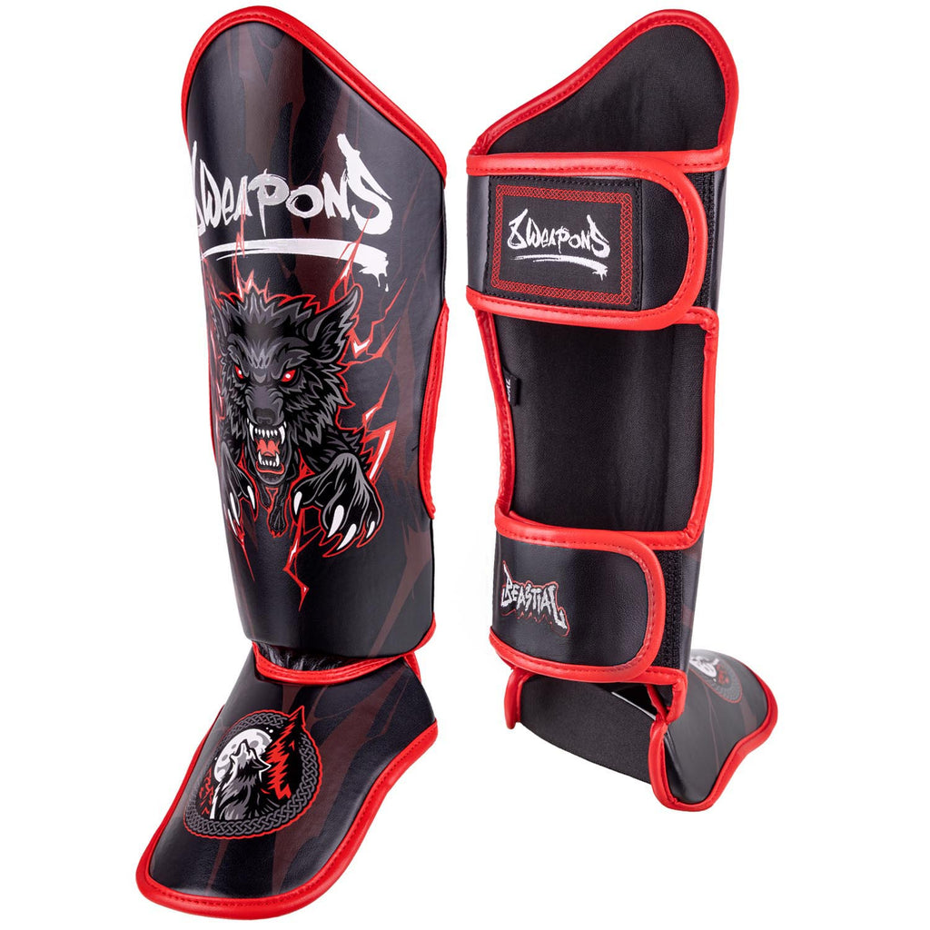 8 WEAPONS Schienbeinschoner, Kinder, Beastial Wolf, schwarz-rot