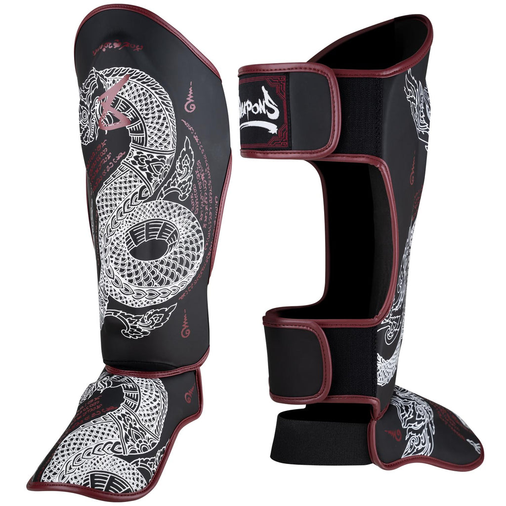 8 WEAPONS Schienbeinschoner, Sak Yant Naga, schwarz-braun