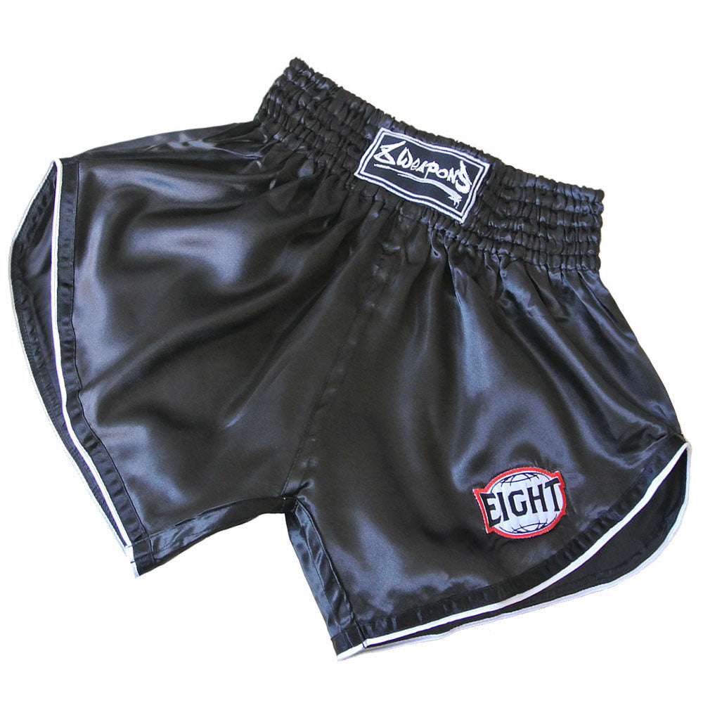 8 WEAPONS Muay Thai Shorts, Retro, schwarz-weiß