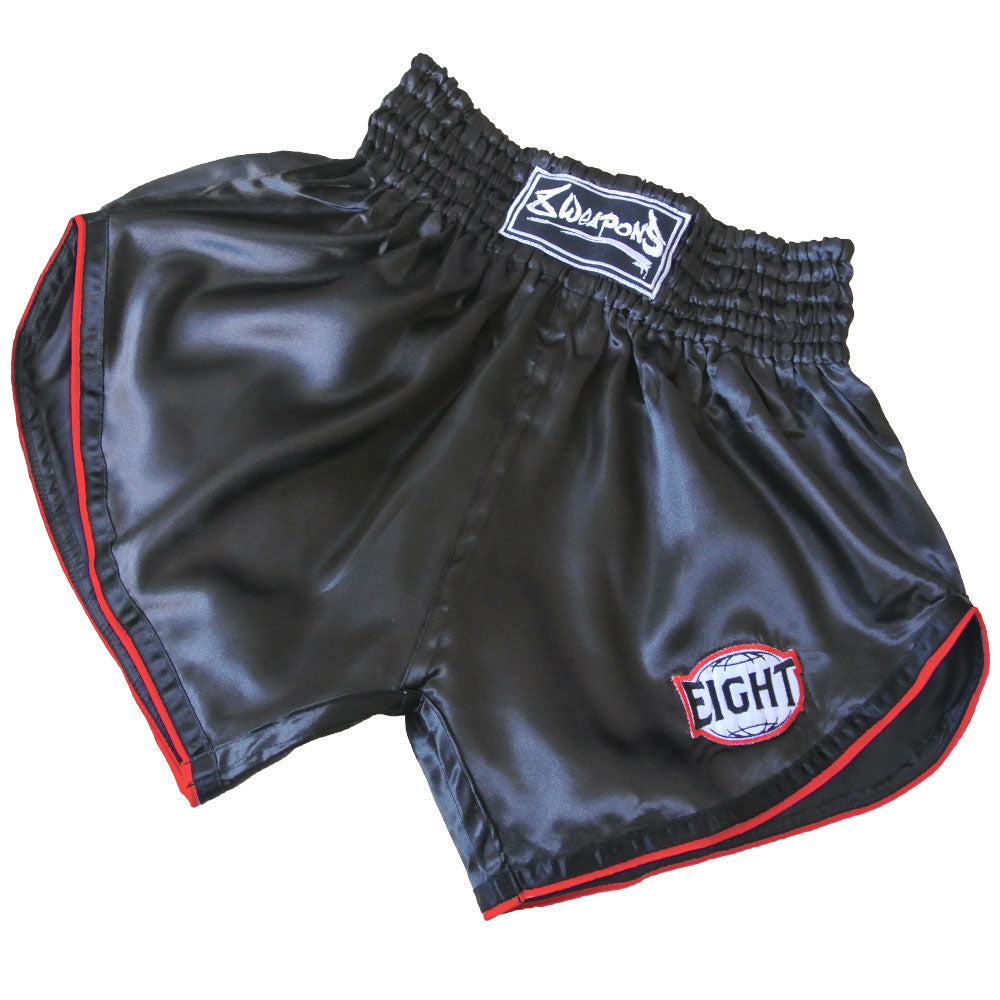 8 WEAPONS Muay Thai Shorts, Retro, schwarz-rot