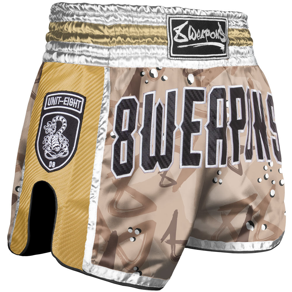 8 WEAPONS Muay Thai Shorts, Carbon, Sandstorm