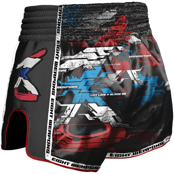 8 WEAPONS Muay Thai Shorts, Cut like a Blade 2.0, schwarz