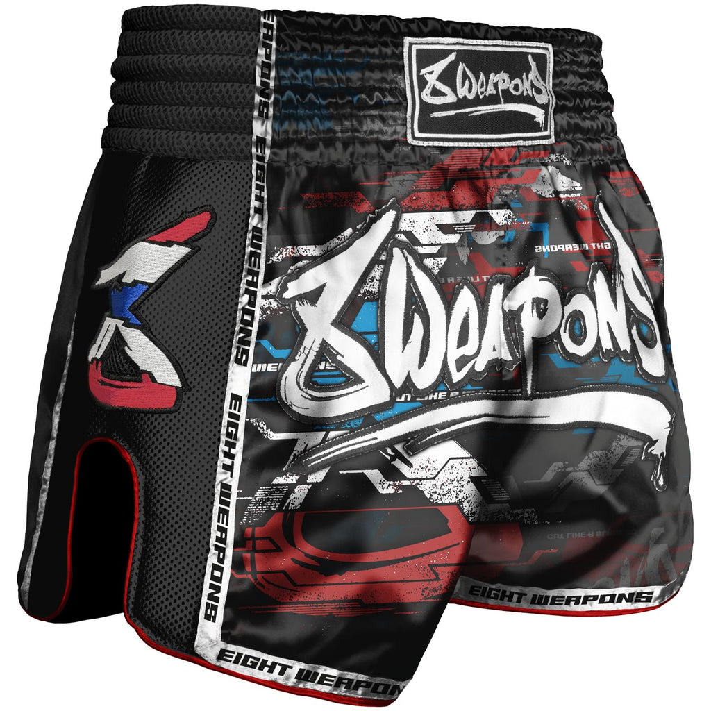 8 WEAPONS Muay Thai Shorts, Cut like a Blade 2.0, schwarz